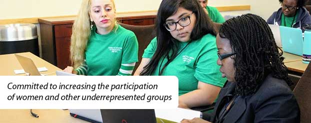 Committed to increasing the participation of women and other underrepresented groups.